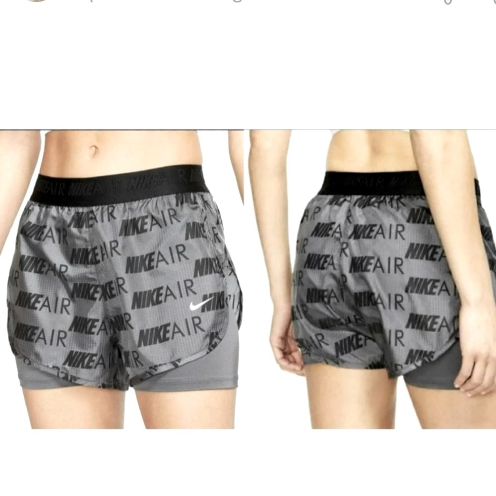 Nike Air women’s 2 in 1 Grey and Black workout running shorts- M